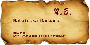 Mateicska Barbara névjegykártya